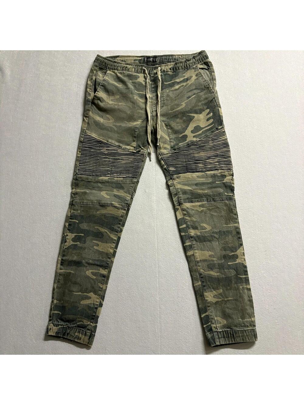 Camo Moto Jogger Pants Mens Medium Fits Like 32x28 Biker Streetwear Y2K